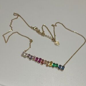 Elegant Gold Multicolor Gemstone Necklace